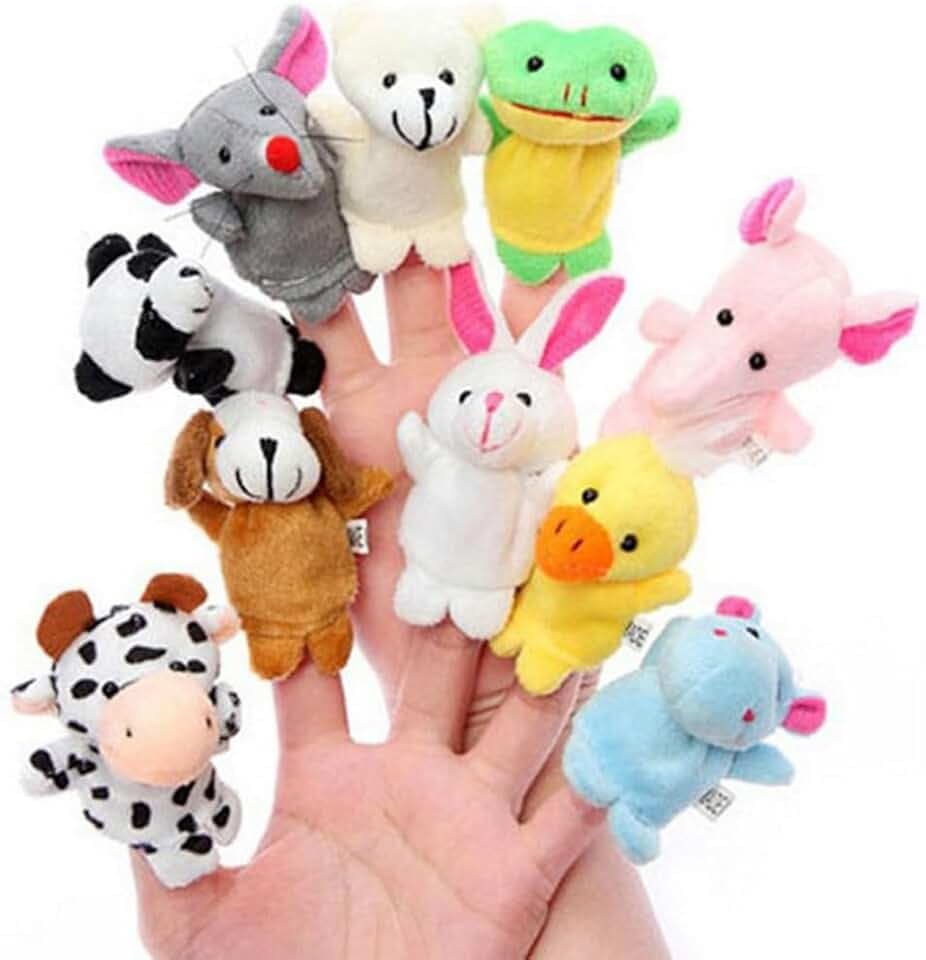 10Pcs Pupazzi delle Dita Animali Cane Coniglio Panda Pupazzetti Dita Set Giocattoli Animaletti Peluche Piccoli,Regalo Giocattoli Fantasia per Bambini