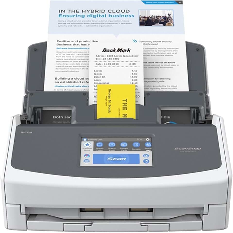 ScanSnap iX1600 Bianca - Scanner documenti per ufficio - ADF Scanner Fronte Retro Duplex - A4, Touchscreen, Wi-Fi, USB3.2