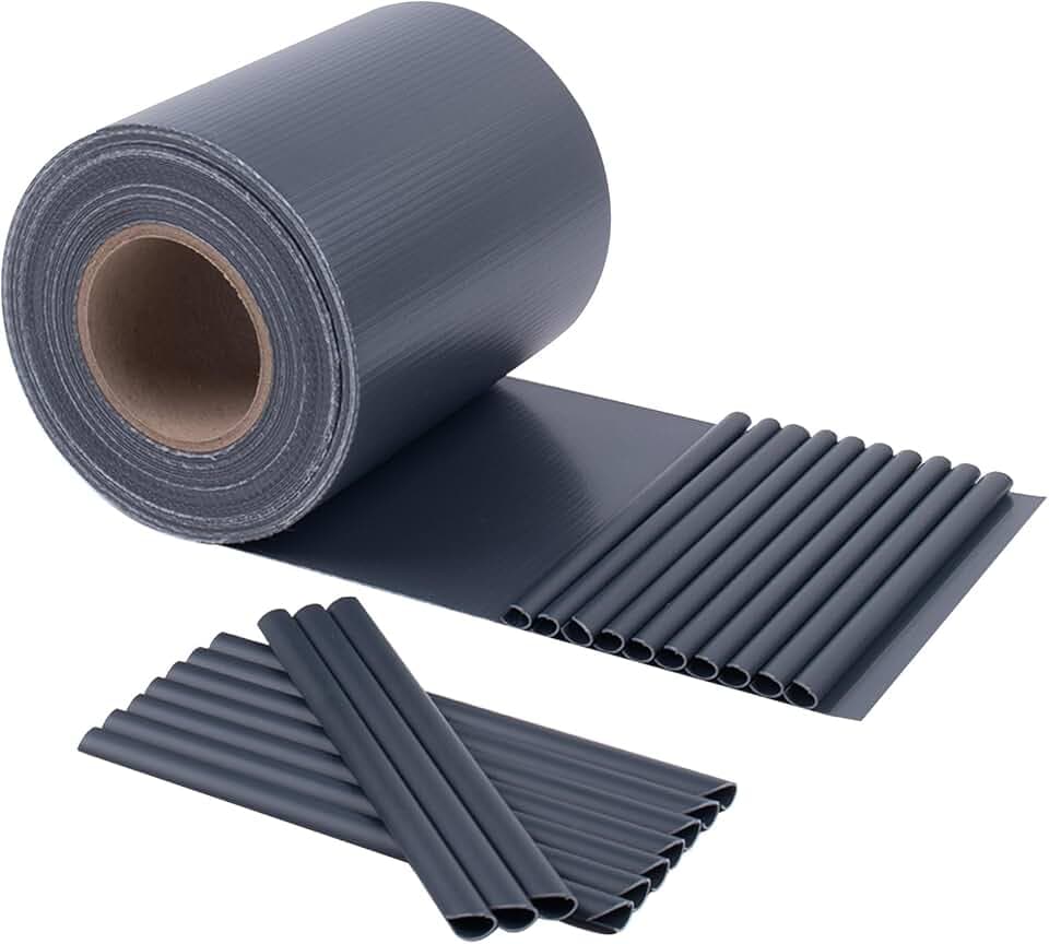 HENG FENG Strisce Frangivista PVC,per Recinzione a Doppio Picchetto 35m x 19cm,450g/m²,Anti-UV,Impermeabile,Antistrappo,Incluse 20 Clip–Protezione Privacy per Giardino e Balcone (Antracite)