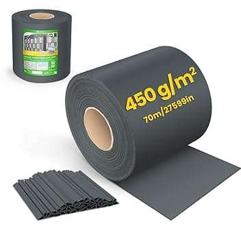 VOUNOT® Telo Frangivista in PVC per Recinzione Giardino, 19cm x 70m, 450 g/m², Strisce per Protezione della Privacy, Rotolo Frangivista con Clips di Fissaggio, Antracite