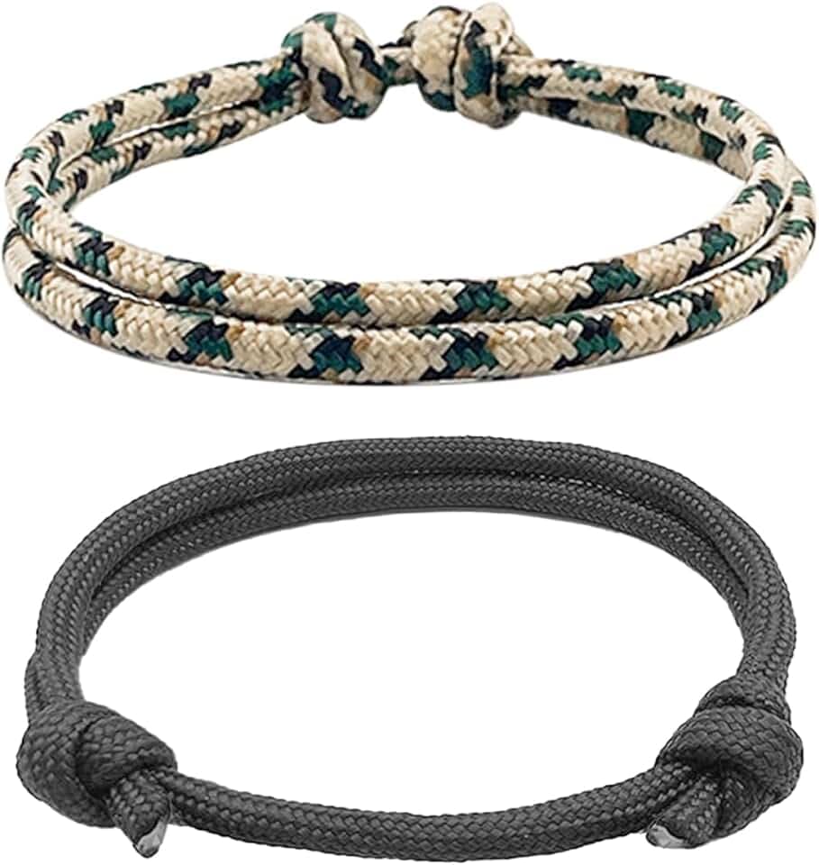 DHSBGWSX 2 cordini intrecciati, bracciale in paracord, cinturino multifunzione regolabile e alla moda, adatto per campeggio e alpinismo, Nylon