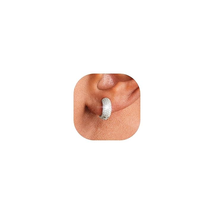 HANLI Orecchini Uomo Cerchio Diamante Argento 925 / Oro Placcato 14K e Zirconi Cubici Anallergici Leggeri Trendy Gioielli di Moda per le Uomo