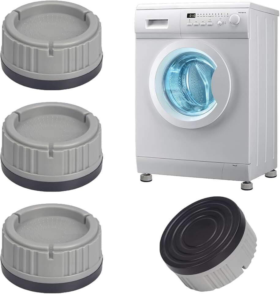 Alyvisun 4 Pezzi Piedini Antivibrazione Lavatrice in Gomma, Universali Piedi Supporto Ammortizzatori Tappetino Drenaggio, Antiscivolo Rialzo da Terra per Lavatrice, Asciugatrice, Frigorifero
