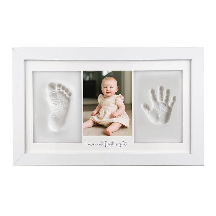 Cornice Impronta Mani e Piedi Neonati, Frattura, Set Impronte Mani e Piedi Neonato di Qualità, Kit Impronte Neonato Ideale per Regalo Neonato, Regali Battesimo Bimbo, Idee Ricordi Nascita