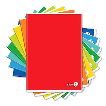 Bm - BeMore – Color Basic 0110603 – Quaderno Formato A4 (21Cm X 29,7Cm) – Rigatura 5Mm – Quadretti 5 Mm Senza Margini Per Elementari E Medie– Carta 80G/Mq – Colori Assortiti – Confezione Da 10 Pezzi