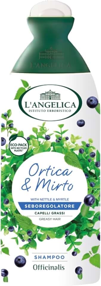L'Angelica Officinalis, Shampoo Seboregolatore, Ortica e Mirto, Per Capelli e Cute Grassa, Rende i Capelli Forti e Luminosi, Senza Parabeni e Siliconi, 250ml