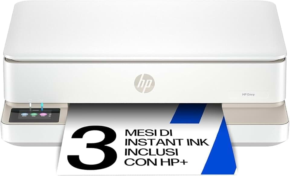 HP Envy 6120e 714L8B, Stampante Multifunzione a Getto d'Inchiostro A4 a Colori, Stampa Fronte e Retro Automatica, Fino a 10 ppm, Wi-Fi, Smart, 3 Mesi di Inchiostro Instant Ink Inclusi, Bianca