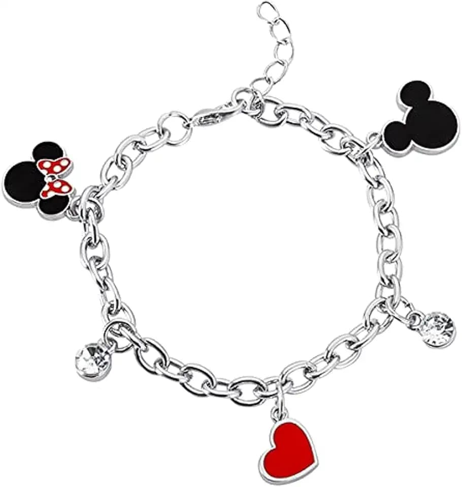 Disney Minnie & Topolino Mickey und Minnie Donna Braccialetto Colore Argento