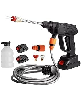 A.M.C. Idropulitrice a batteria 42V Idropulitrice Professionale portatile con 2 batterie 8000mAh e Tubo da 5M Idropulitrice ad alta pressione a batteria per il lavaggio di auto Pulizia di pavimenti