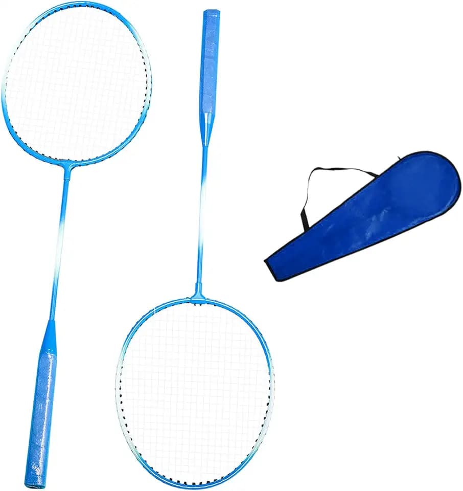 Set di racchette da badminton, racchette da badminton leggere, mazza portatile | Kit da badminton durevole per 2 giocatori, racchette con corde forti, attrezzatura sportiva da giardino all'aperto per