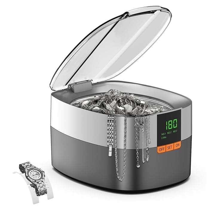KECOOLKE KECOOLKE Pulitore ad Ultrasuoni, 750ML Lavatrice Ultrasuoni in Acciaio Inox con 5 modalità di Tempo, Pulitore Ultrasuoni per Pulizia Gioielli, Occhiali, Orologi, Anelli, Collane
