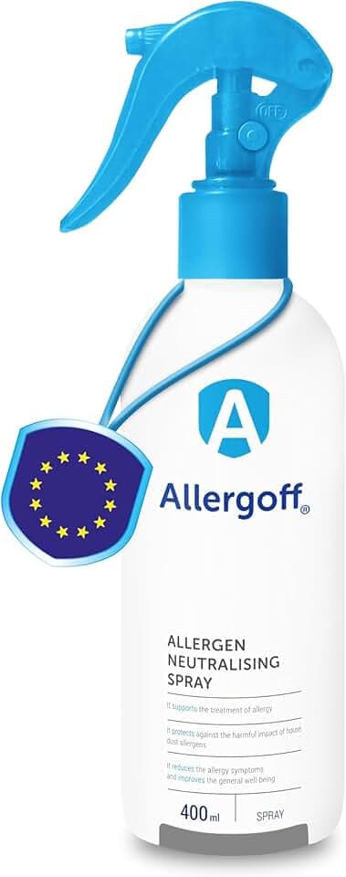 Allergoff Spray Antiacaro 100% Atossico - Efficace per Materassi e Cuscini | Durata di Azione Lunga | Controllo Acari per Allergici | Confezione da 1x Spray da 400ml