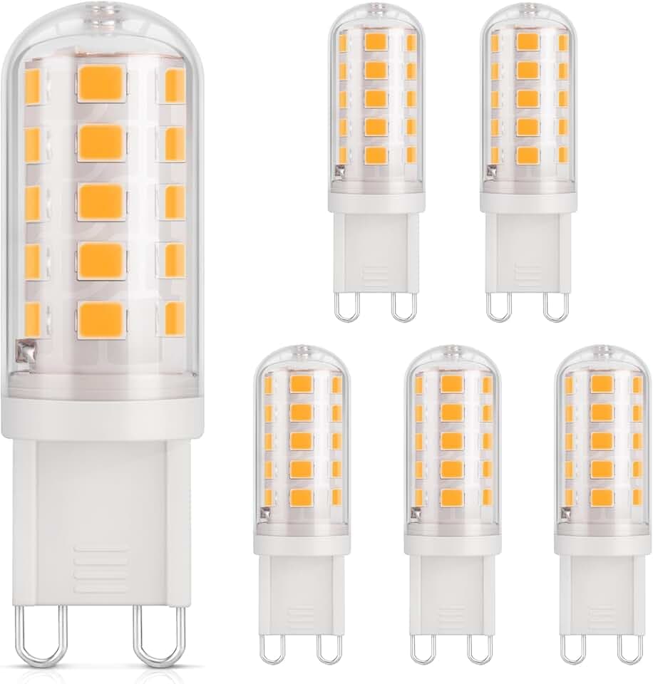 DiCUNO Lampadina LED G9 3W, 410lm, Equivalente 30W alogeno, Bianco caldo 2700K, 220-240V, CRI 85, NON dimmerabile, Risparmio energetico, Base in ceramica, Base standard G9, 6 Pezzi