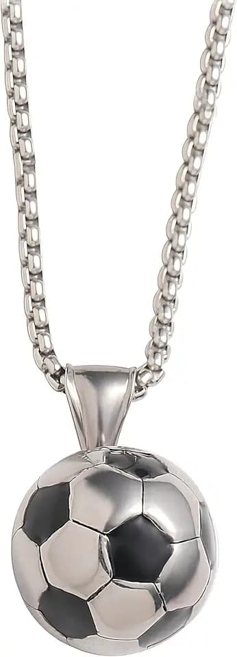 THXFUNAREA Fußball Anhänger Halskette Edelstahl, Halskette Unisex, Edelstahl, Fußballsachen Für Kinder, Weihnachten