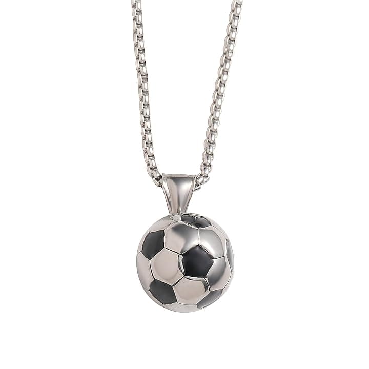 THXFUNAREA Fußball Anhänger Halskette Edelstahl, Halskette Unisex, Edelstahl, Fußballsachen Für Kinder, Weihnachten