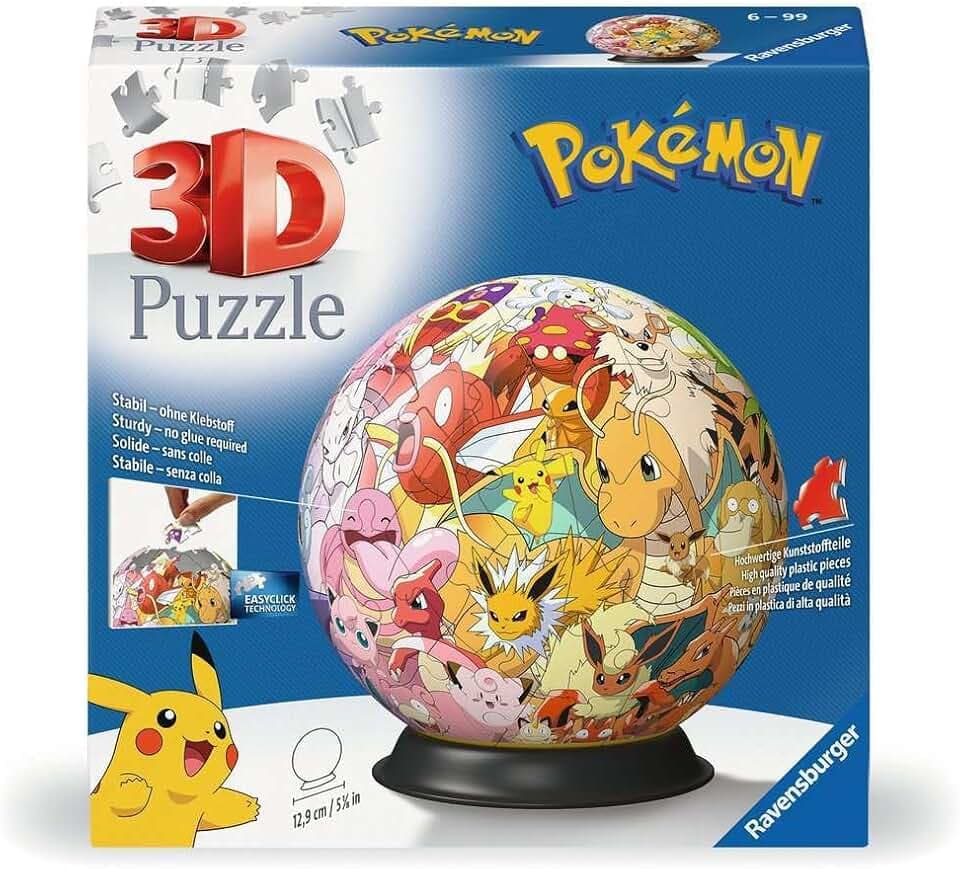 Ravensburger - Puzzle 3d Pokemon Kanto Region | Puzzle 3d Bambini 6 Anni O Più | Pokeball Pokemon | Modellismo Da Costruire Bambini Di 74 Pezzi | Regalo Bambino 6 Anni