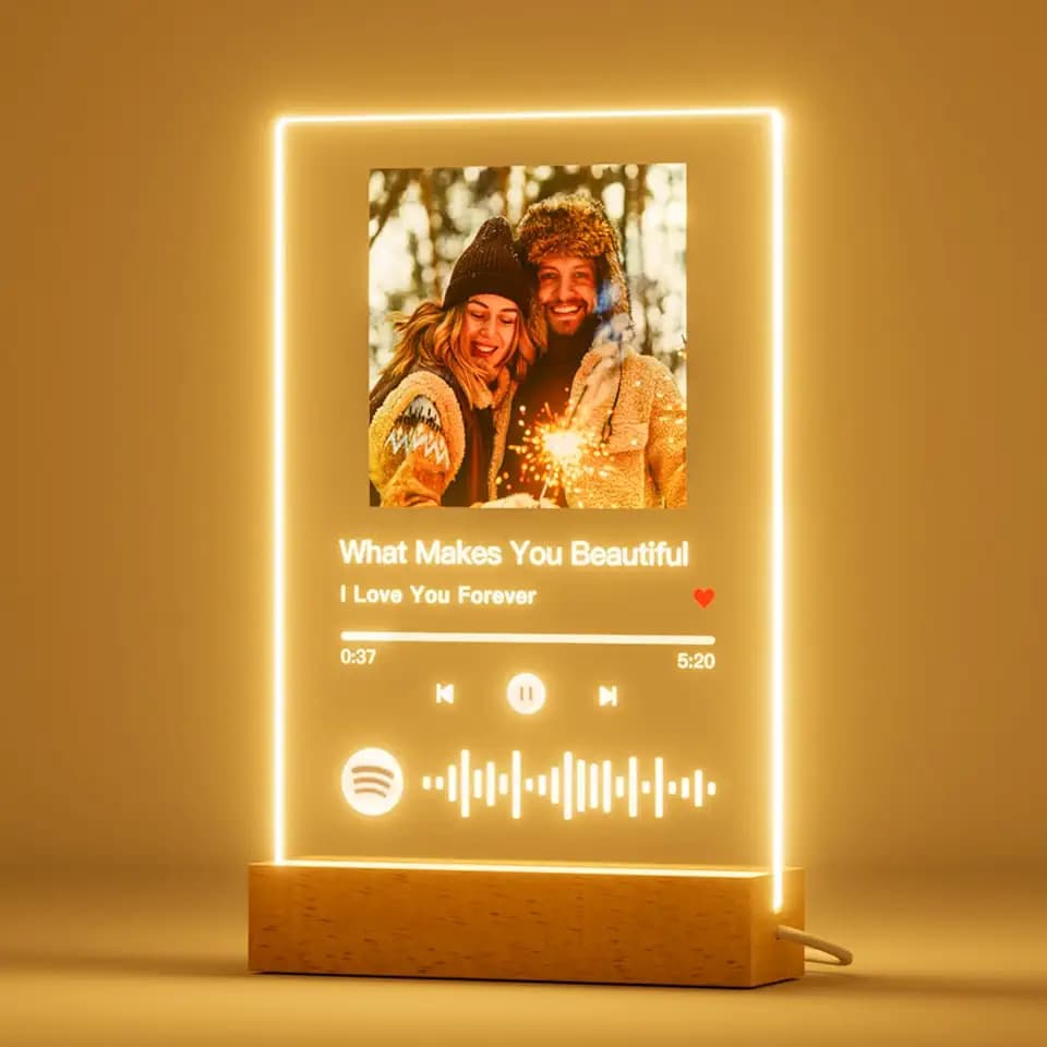 iDIY Targa Spotify personalizzato - Piatto Spotify con foto e luce, regalo originale per compleanno, San Valentino, uomini, donne, coppie, anniversari, Natale, 22X15cm