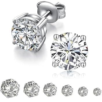 CUEMOON Orecchini Donna Uomo Diamante, Zirconia Cubica, Acciaio Inossidabile, Anallergici, Punti Luce, 3~8 mm Brillantini Diamante Orecchino