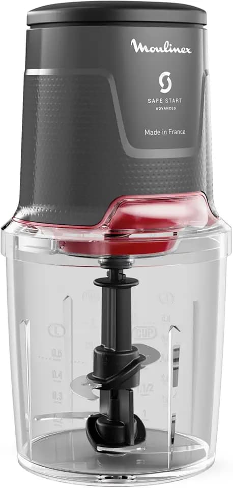 Moulinex Easy Press, Tritatutto Elettrico con Potente Motore da 600W, 4 Lame Affilate in Acciaio Inox, Capacità di 500ml, Colore Hippo Iron, AT740H