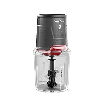 Moulinex Easy Press, Tritatutto Elettrico con Potente Motore da 600W, 4 Lame Affilate in Acciaio Inox, Capacità di 500ml, Colore Hippo Iron, AT740H