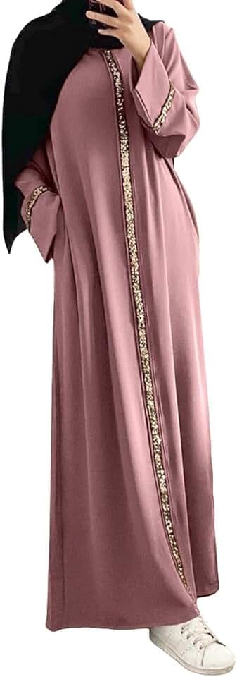 Abiti musulmani per le donne causale Plus Size Manica lunga Abaya Abito caftani Islamico Dubai Abiti Preghiera Thobe Dubai Outfit Flowy Maxi Abito da sera Robe Moschea Preghiera Ramadan Abbigliamento