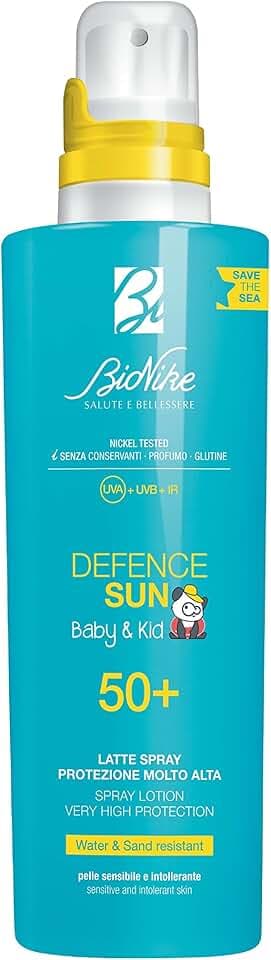 Bionike Defence Sun Baby & Kid - Latte Spray Solare per Bambini, Azione Protettiva e Antiossidante, Effetto Waterproof e Anti-sabbia, Lenisce e Ripara la Pelle, 200 ml