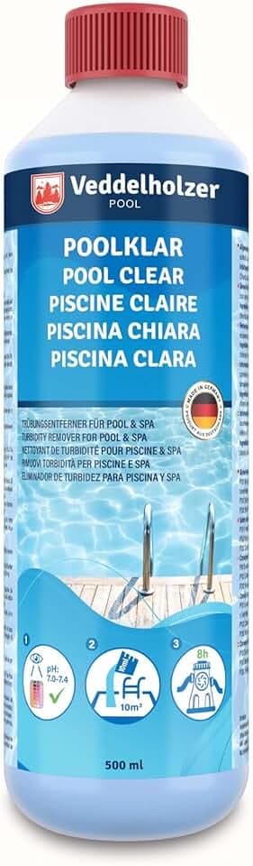 Veddelholzer 0,5 litri Pool Clear. Cristallino per piscina, idromassaggio e piscina per bambini. contro l'intorbidimento dell'acqua. Adatto a tutti i tipi di filtro e sistemi.