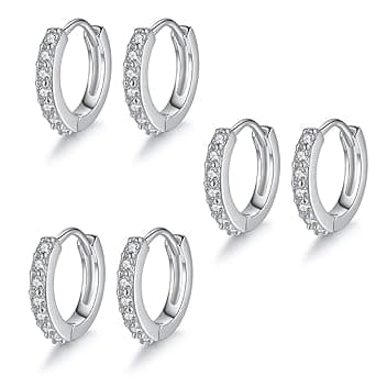 LuLiyLdJ Orecchini a cerchio in argento da donna, 3 paia di orecchini a cerchio, ipoallergenici, piccoli orecchini a cerchio 10 mm
