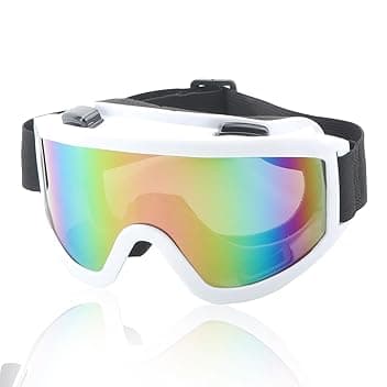 Maschera Sci Unisex, Anti-Nebbia Maschera da Sci, Occhiali da Sci Protezione UV, Maschera Snowboard, Occhiali Sci, Occhiali da Neve per Attivit All'Aperto Snowboard Pattinaggio(Bianco)