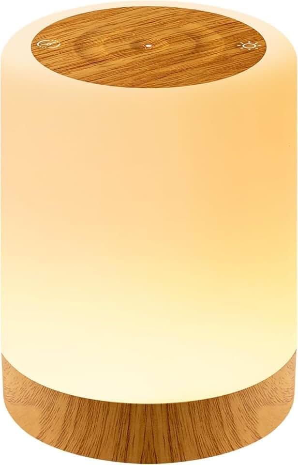 Auxmir Lampada da Comodino Touch Dimmerabile, Abat Jour Comodino Senza Fili, Alta 3000mAh Ricaricabile, 256 Colori RGB 5 Modalità 5 Luminosità, LED Luce Notturna Bambini con Timer per Camera da letto Global Recycled Standard