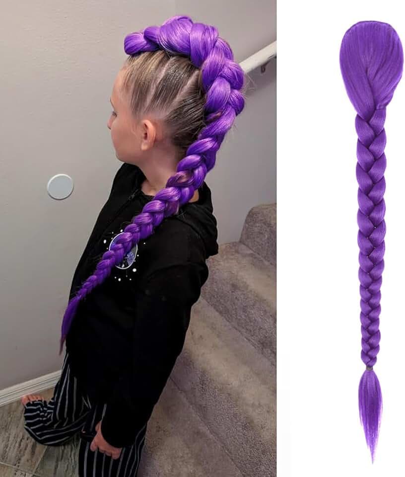 Pre Stretched Braiding Hair Extension per Treccine, 26" Extension Treccine Fibra Sintetica Capelli per Treccine Africane, Treccia a Clip Finti Trecces Parrucca Festa Halloween Costume Cosplay