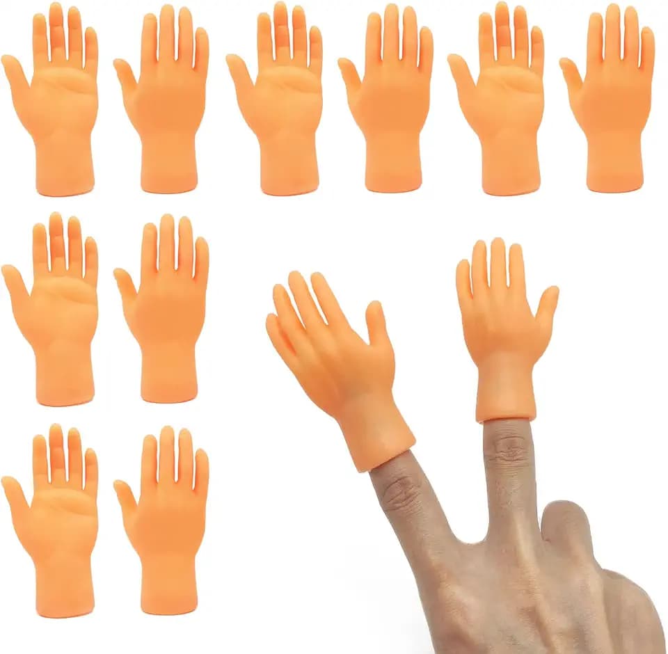 10 Pezzi Tiny Hands, Mini Mano Sinistra Mano Destra Piccola Mano Burattini da Dito Mini Dita per Giochi, Trucchi Magici, Interazione con Animali Domestici, Giocattoli Scherzosi