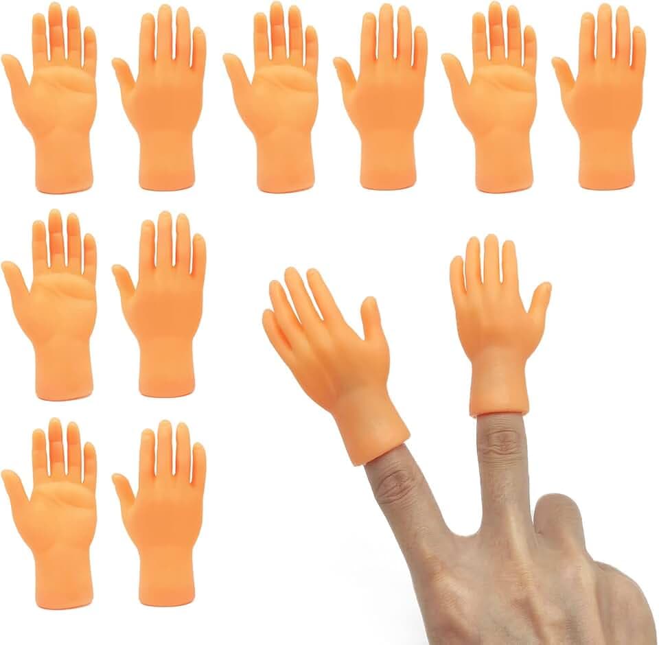 10 Pezzi Tiny Hands, Mini Mano Sinistra Mano Destra Piccola Mano Burattini da Dito Mini Dita per Giochi, Trucchi Magici, Interazione con Animali Domestici, Giocattoli Scherzosi
