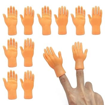 TSHAOUN 10 Pezzi Tiny Hands, Mini Mano Sinistra Mano Destra Piccola Mano Burattini da Dito Mini Dita per Giochi, Trucchi Magici, Interazione con Animali Domestici Giocattoli Scherzosi