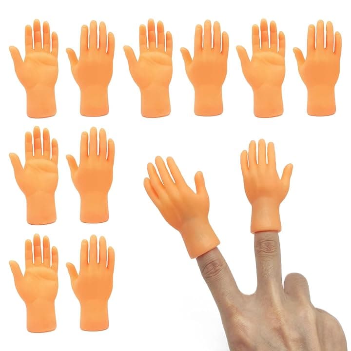 TSHAOUN 10 Pezzi Tiny Hands, Mini Mano Sinistra Mano Destra Piccola Mano Burattini da Dito Mini Dita per Giochi, Trucchi Magici, Interazione con Animali Domestici Giocattoli Scherzosi