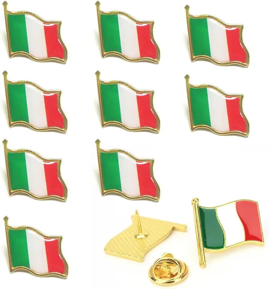 XPEX 10 spille da spilla con bandiera italiana, spilla a forma di bandiera, piccola bandiera