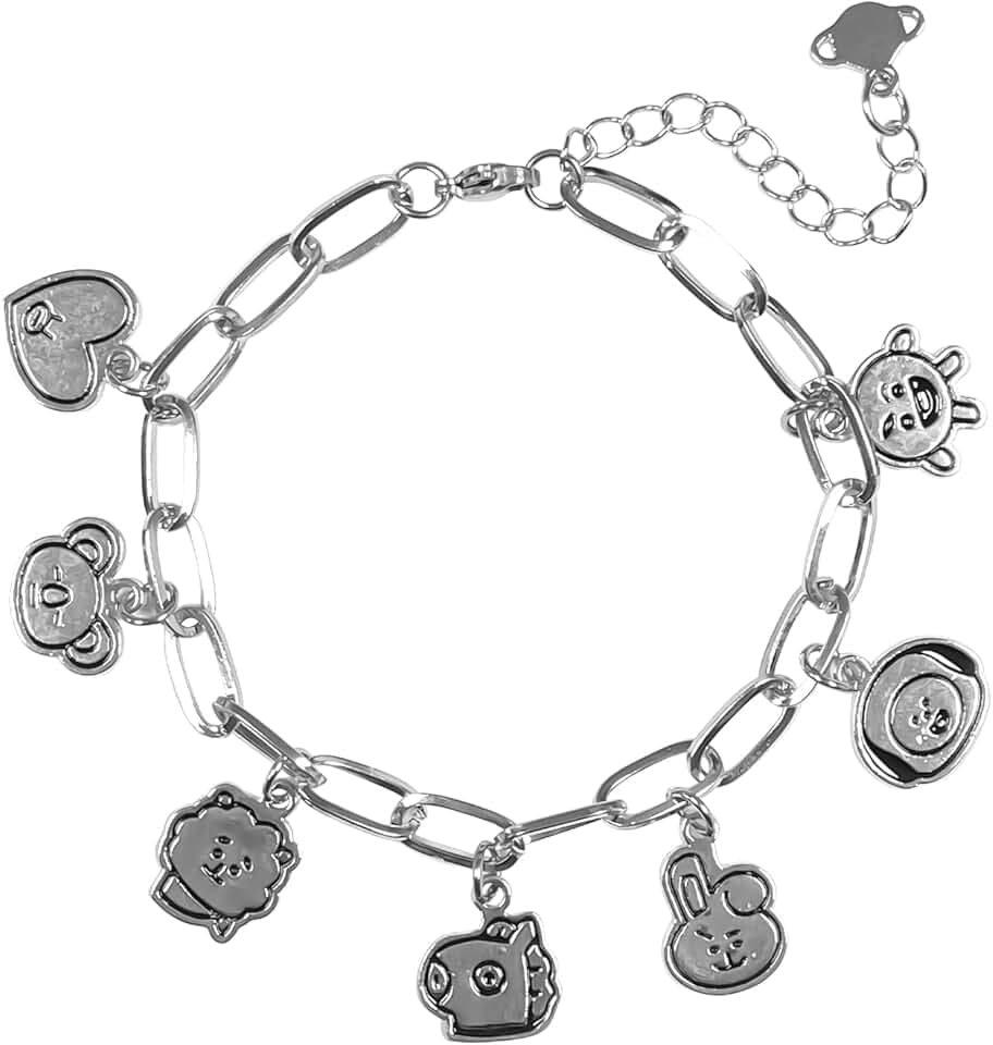 PQKL-party Braccialetto BTS, Kpop Braccialetti, Signora Bracciale, Adolescenti Anime Cartoon Bracciale, Donna Bracciales BTS, Bracciales Regolabile Regalo di Compleanno