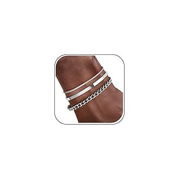 J.Fée Bracciali Uomo Set Bracciale Uomo Acciaio Cubana Braccialetto 316L Inossidabile Braccialetti, Ipoallergenico Sovrapponibili Gioielli Compleanno Regali