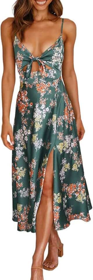 Vestito Donna Lungo Senza Maniche, Abito Donna Lungo Primaverile Stampa Floreale Farfalla Elegante Estivo Bohémien Etnico Vestito Taglia Grossa Spiaggia Estivo per Leggero E Traspirante