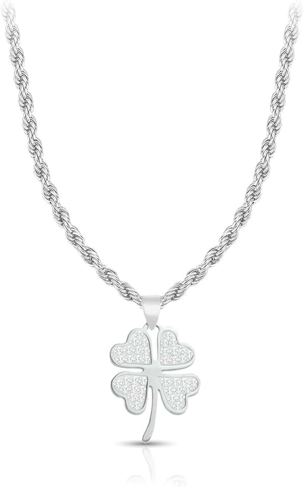 SAGA GIOIELLI Collana Donna Quadrifoglio Portafortuna Acciaio