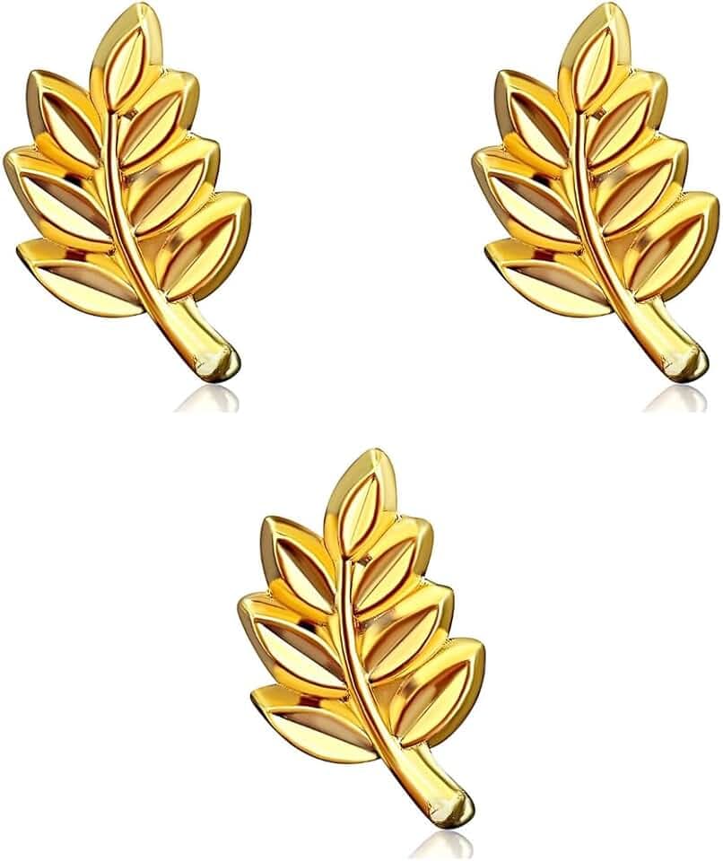 COOLMETALJACKET Pin's Acacia Franc-Massonerie - Set di 3 pezzi | Pins France Dorato Ramo d'Acacia | Gioiello 12 mm Simbolo Massonico, Placcato oro