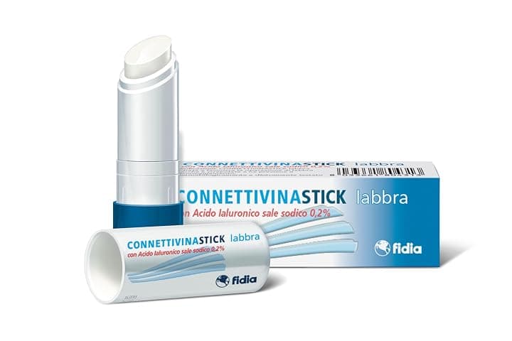 Fidia Farmaceutici ConnettivinaStick Labbra - Stick da 3g a Base di Acido Ialuronico 0,2%, per Labbra Danneggiate, Secche e Screpolate