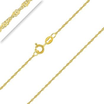 Planetys Catenina per Bambini Argento Sterling 925 Placcato Oro 18K Modello Singapore Larghezza: 1 mm Lunghezza: 32-34-36-38-40 cm