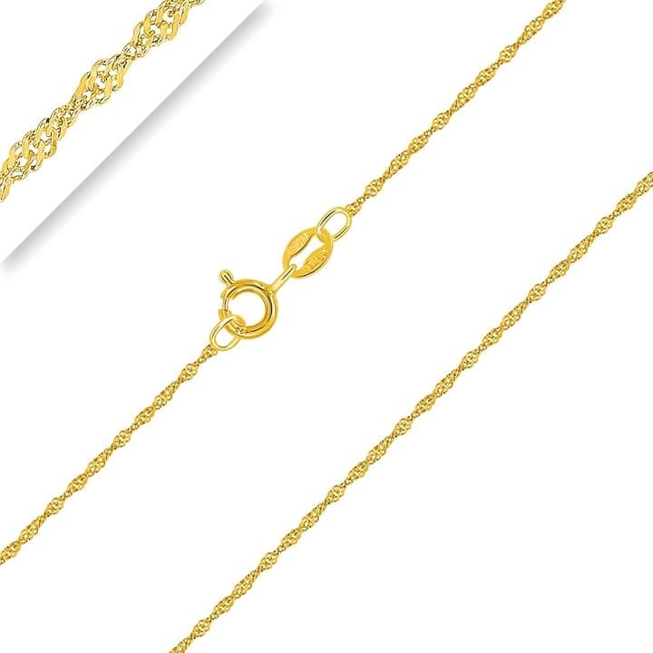 Planetys Catenina per Bambini Argento Sterling 925 Placcato Oro 18K Modello Singapore Larghezza: 1 mm Lunghezza: 32-34-36-38-40 cm