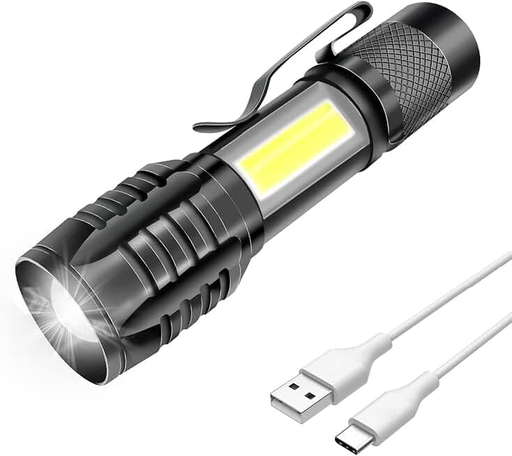 Mulin Torcia LED Ricaricabile, Potente Professionale, 3 modalità zoomabile, COB piccola Torcia Tascabile a LED con Magnete, IP5 Impermeabile Per Campeggio Militare, Escursioni, Emergenze|1000mA, 1PZ