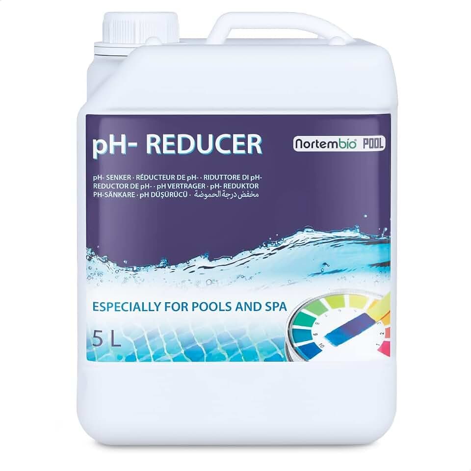 Nortembio pH- Minus Liquido Riduttore di pH per Piscine e Spa, Regolatore dell’Equilibrio dell’Acqua, Migliora l’Efficacia del Cloro, Manutenzione Professionale (5 L)