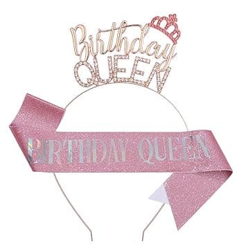 NJCXOLA Corona Diadema Cristallo con Cintura Compleanno, Coroncina Principessa per Donna Girl Festa
