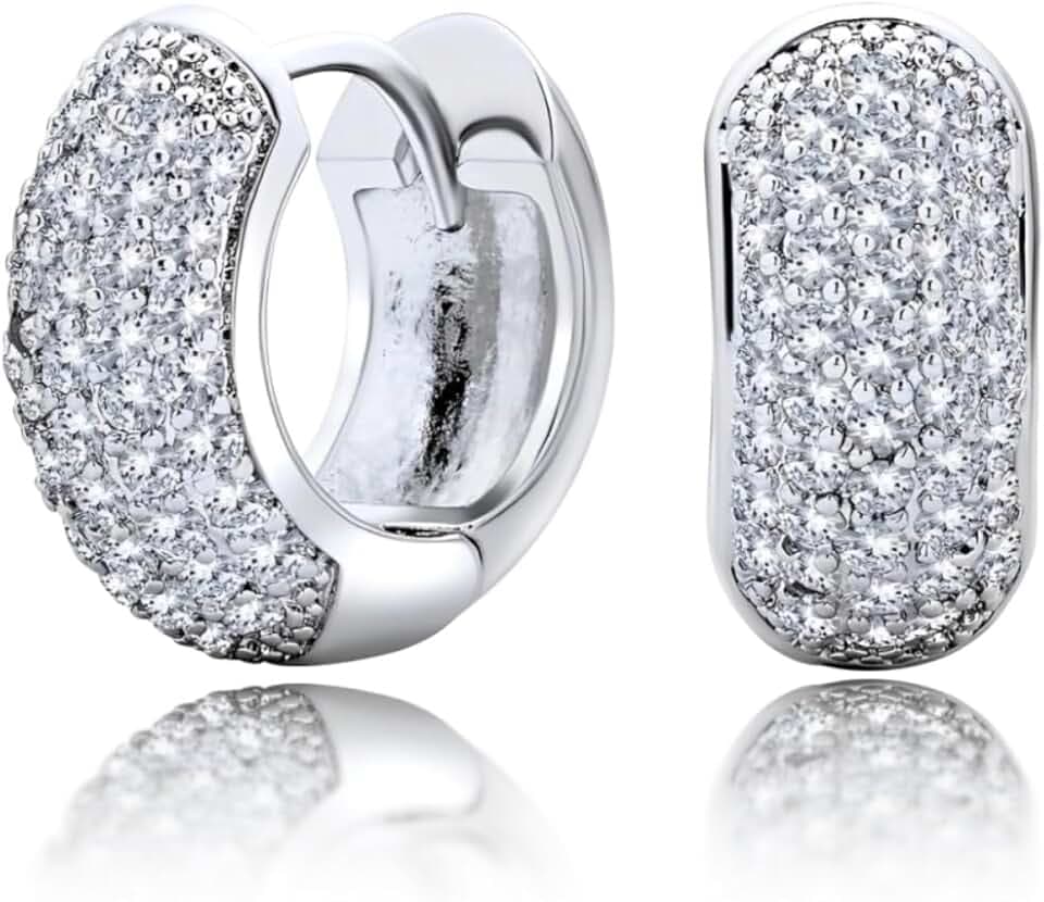 Voarge Orecchini Donna Argento 925 a Cerchio Oro, orecchini uomo cerchio diamanti con Confezione