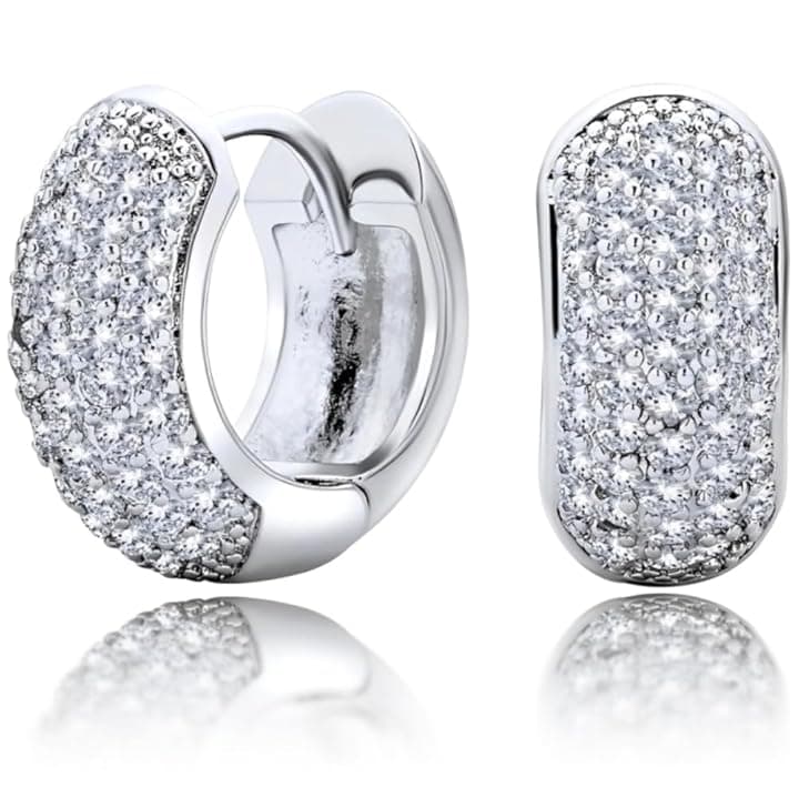 Voarge Orecchini Donna Argento 925 a Cerchio Oro, orecchini uomo cerchio diamanti con Confezione