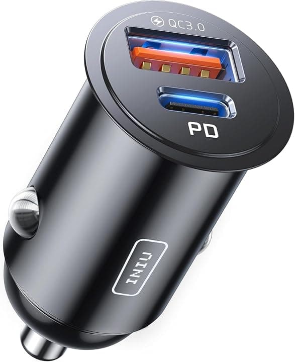 INIU Caricatore Auto USB C, 60W Combinati [Type C 30W + USB A 30W], Nero ClimatePartner certified